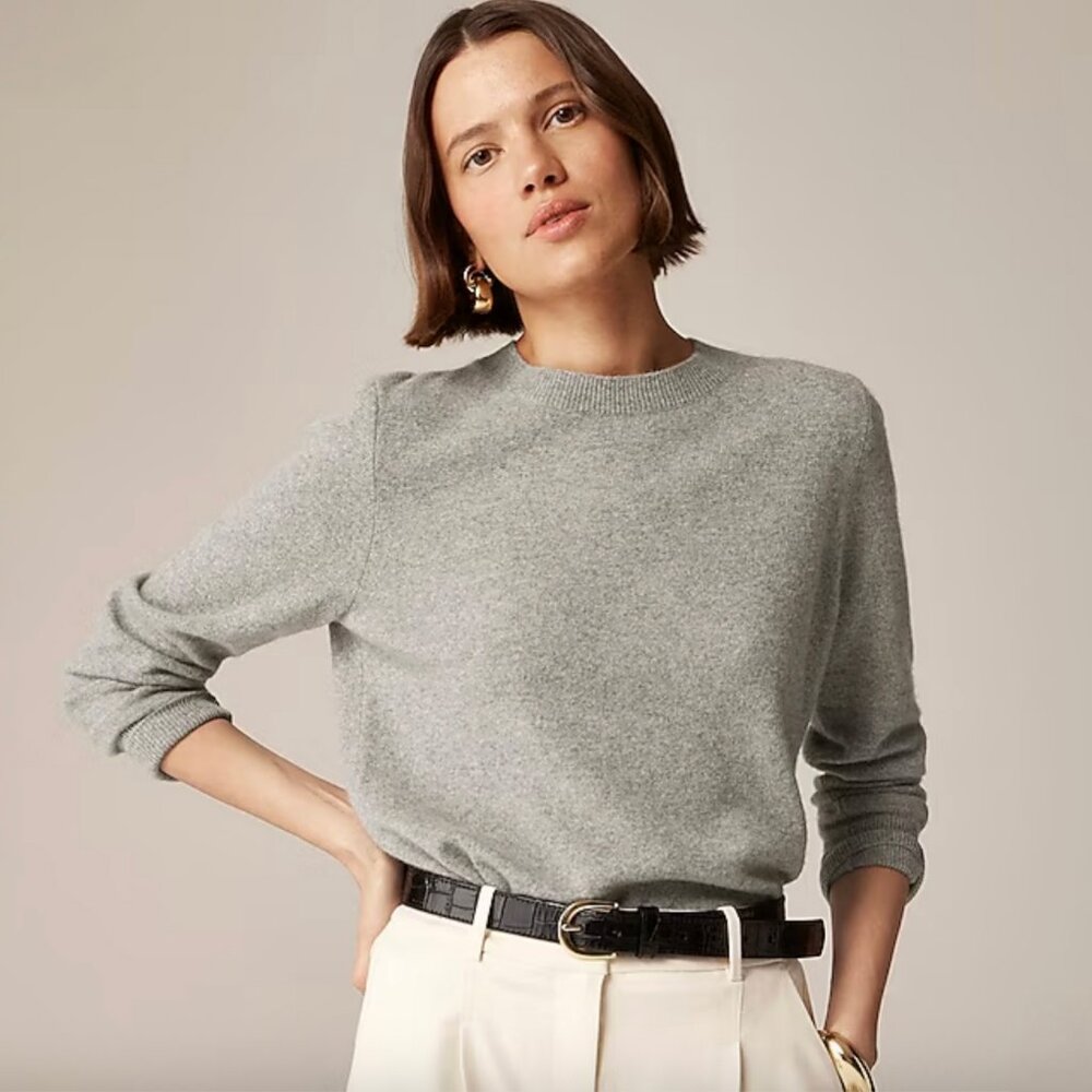 J.Crew Cashmere classic-fit crewneck sweater Size L Gray